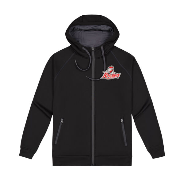 Embroidered Logo Adults Performance Zip Up - Black Thumbnail