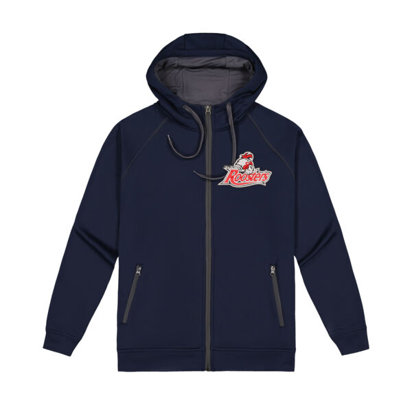 Embroidered Logo Kids Performance Zip Up - Navy Thumbnail