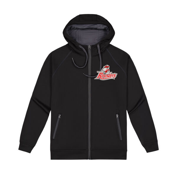 Embroidered Logo Kids Performance Zip Up - Black Thumbnail